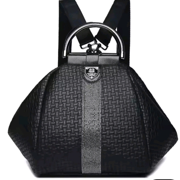 Jingpin Handbags - New Jingpin Black Multifunctional Backpack Crossbody Duffle FauxLeather